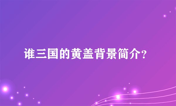 谁三国的黄盖背景简介？
