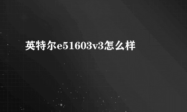 英特尔e51603v3怎么样