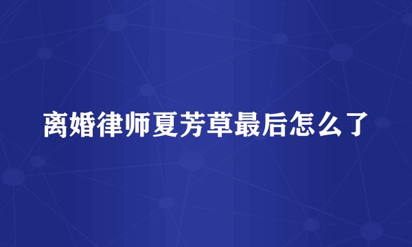 离婚律师夏芳草最后怎么了