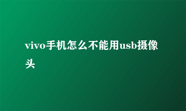 vivo手机怎么不能用usb摄像头