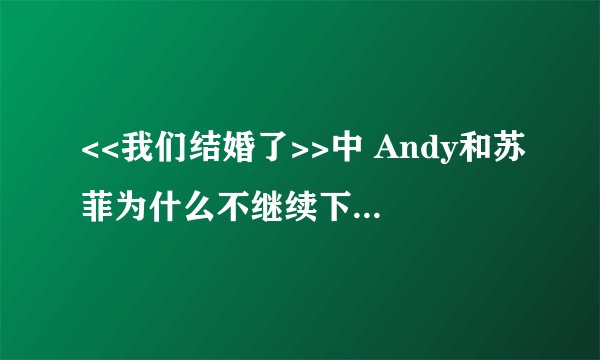 <<我们结婚了>>中 Andy和苏菲为什么不继续下去呢？都说了：对不起？