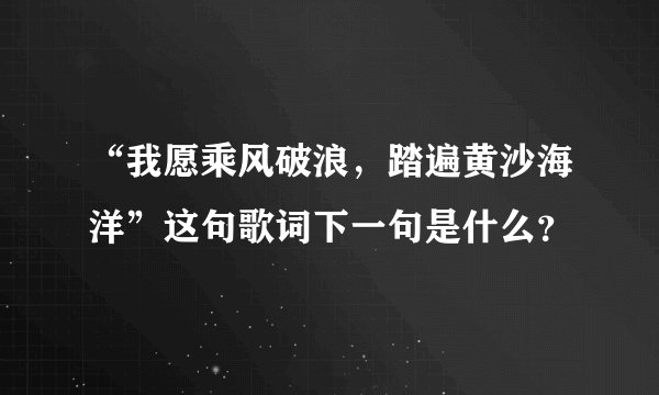“我愿乘风破浪，踏遍黄沙海洋”这句歌词下一句是什么？