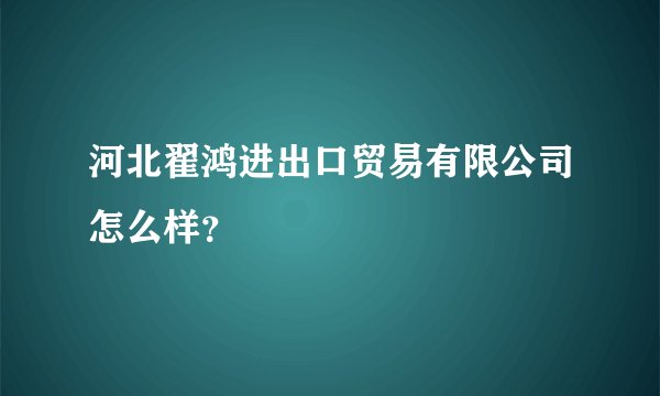 河北翟鸿进出口贸易有限公司怎么样?