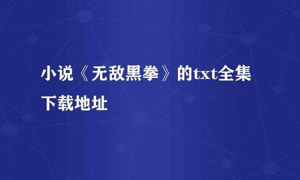小说《无敌黑拳》的txt全集下载地址