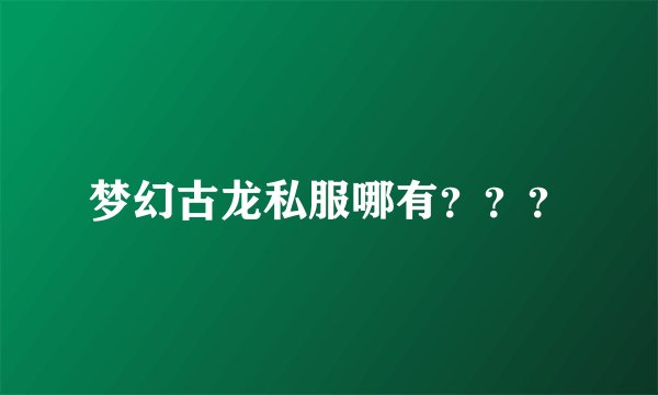 梦幻古龙私服哪有？？？