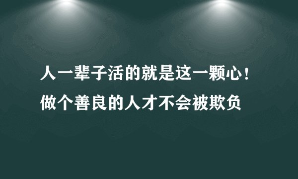 人一辈子活的就是这一颗心！做个善良的人才不会被欺负