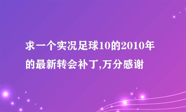 求一个实况足球10的2010年的最新转会补丁,万分感谢