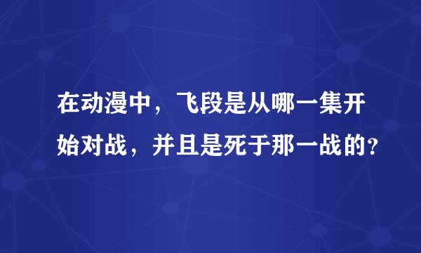 在动漫中，飞段是从哪一集开始对战，并且是死于那一战的？
