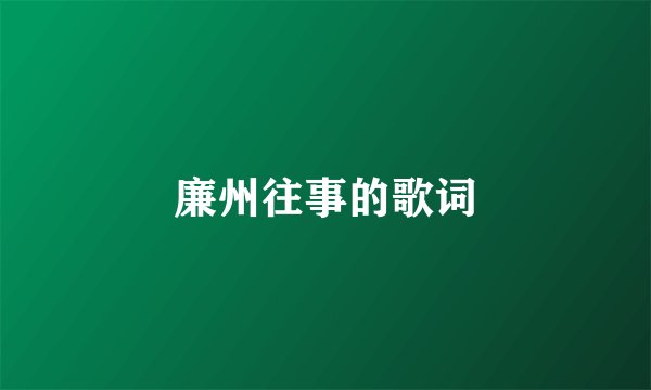 廉州往事的歌词