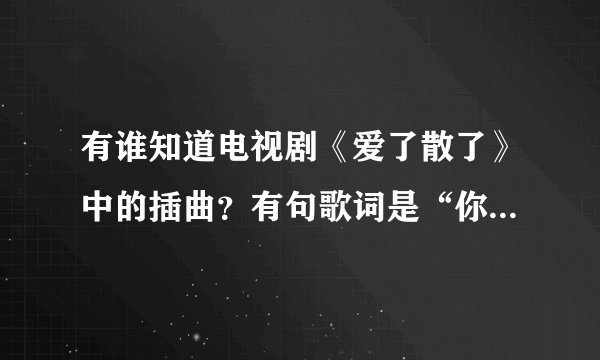 有谁知道电视剧《爱了散了》中的插曲？有句歌词是“你披在我身上的旧棉衣”