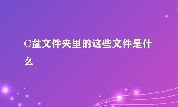 C盘文件夹里的这些文件是什么