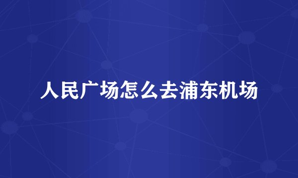 人民广场怎么去浦东机场