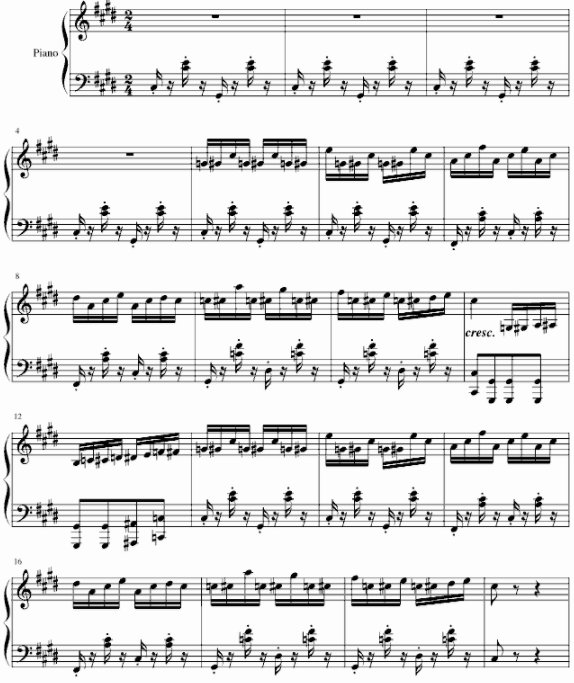 不能说的秘密 斗琴音乐的乐谱