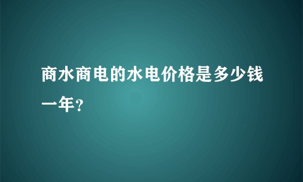 商水商电的水电价格是多少钱一年？