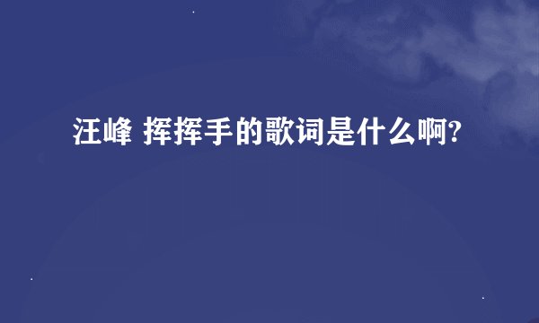 汪峰 挥挥手的歌词是什么啊?