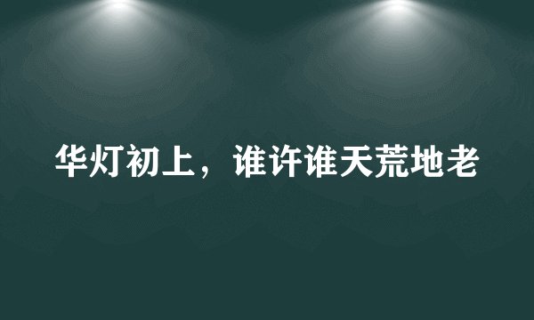 华灯初上，谁许谁天荒地老