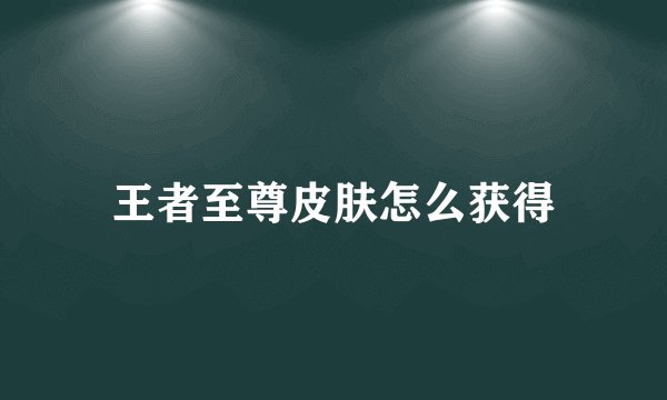 王者至尊皮肤怎么获得