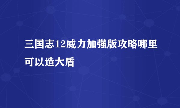 三国志12威力加强版攻略哪里可以造大盾