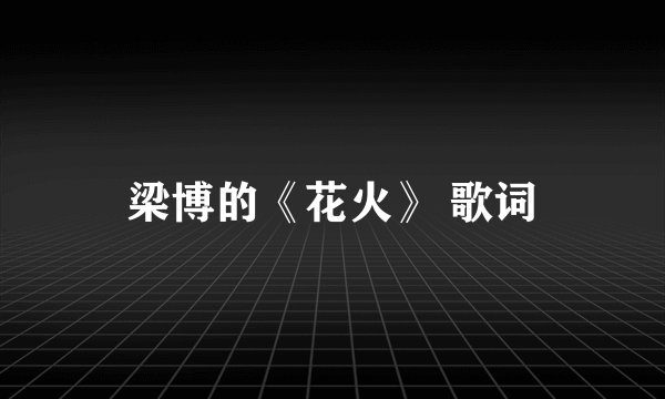 梁博的《花火》 歌词