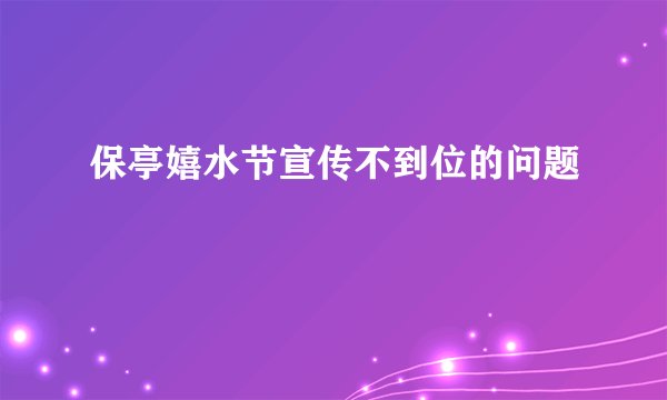 保亭嬉水节宣传不到位的问题
