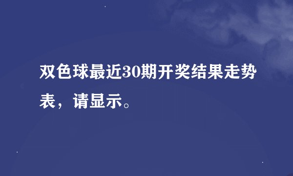 双色球最近30期开奖结果走势表，请显示。