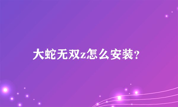 大蛇无双z怎么安装？