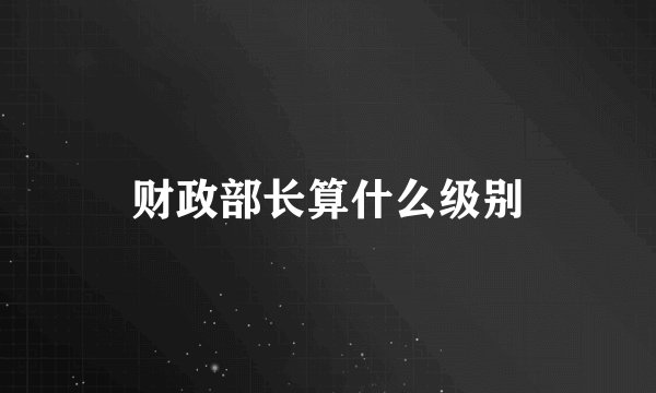 财政部长算什么级别