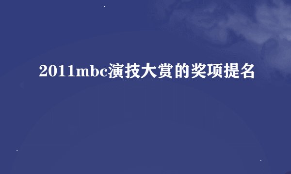 2011mbc演技大赏的奖项提名