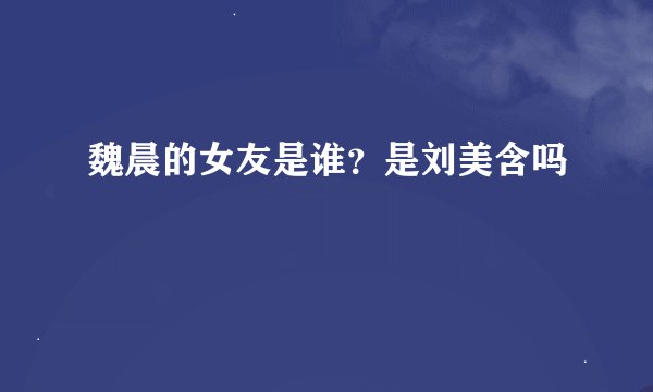 魏晨的女友是谁？是刘美含吗
