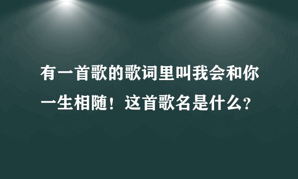 有一首歌的歌词里叫我会和你一生相随！这首歌名是什么？