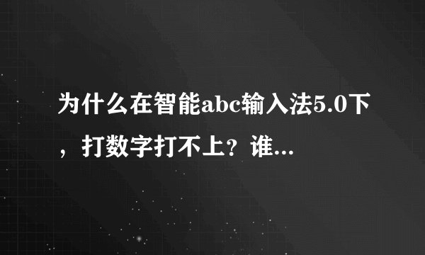 为什么在智能abc输入法5.0下，打数字打不上？谁可以帮我？