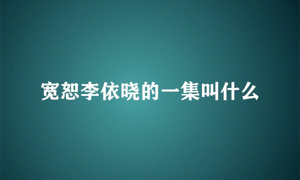 宽恕李依晓的一集叫什么