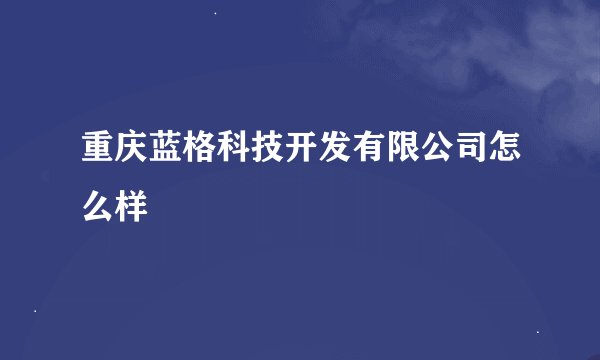 重庆蓝格科技开发有限公司怎么样