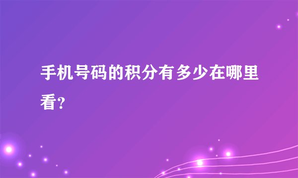 手机号码的积分有多少在哪里看？
