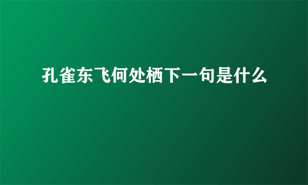 孔雀东飞何处栖下一句是什么