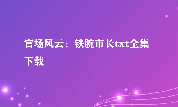 官场风云：铁腕市长txt全集下载