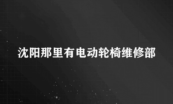 沈阳那里有电动轮椅维修部
