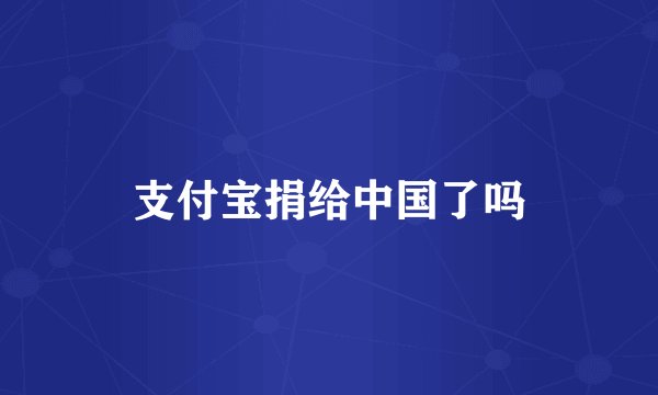 支付宝捐给中国了吗