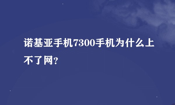 诺基亚手机7300手机为什么上不了网？