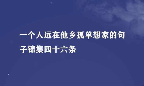 一个人远在他乡孤单想家的句子锦集四十六条