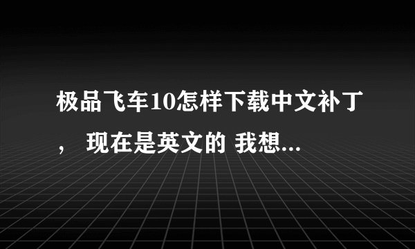 极品飞车10怎样下载中文补丁， 现在是英文的 我想改成中文 怎样改啊