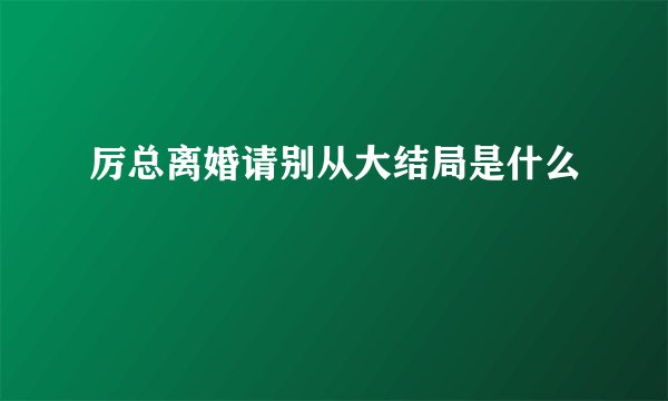 厉总离婚请别从大结局是什么