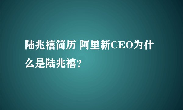 陆兆禧简历 阿里新CEO为什么是陆兆禧？