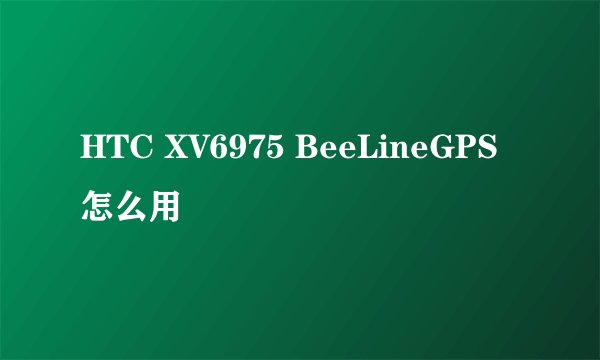 HTC XV6975 BeeLineGPS怎么用