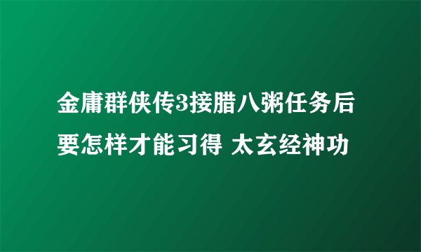 金庸群侠传3接腊八粥任务后要怎样才能习得 太玄经神功