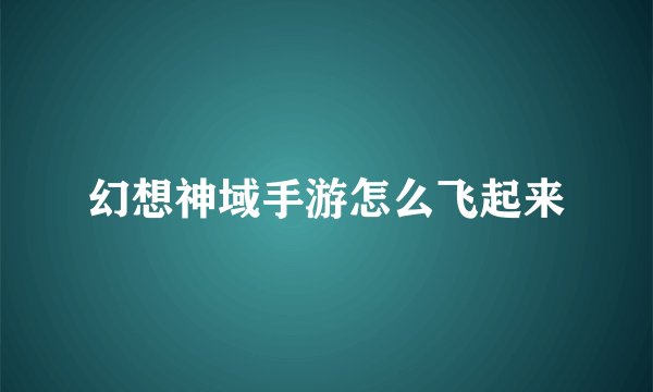 幻想神域手游怎么飞起来