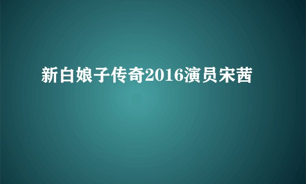 新白娘子传奇2016演员宋茜