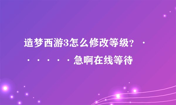 造梦西游3怎么修改等级？······急啊在线等待