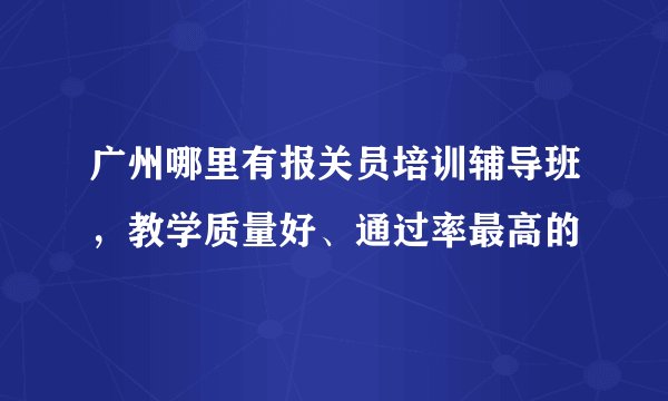 广州哪里有报关员培训辅导班，教学质量好、通过率最高的