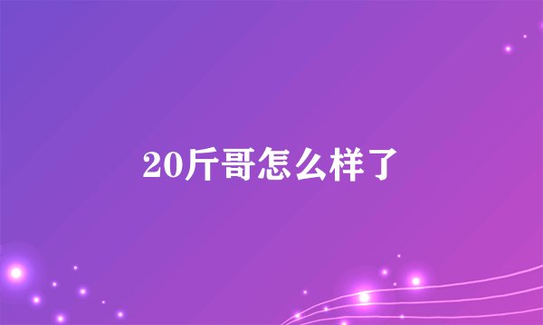 20斤哥怎么样了